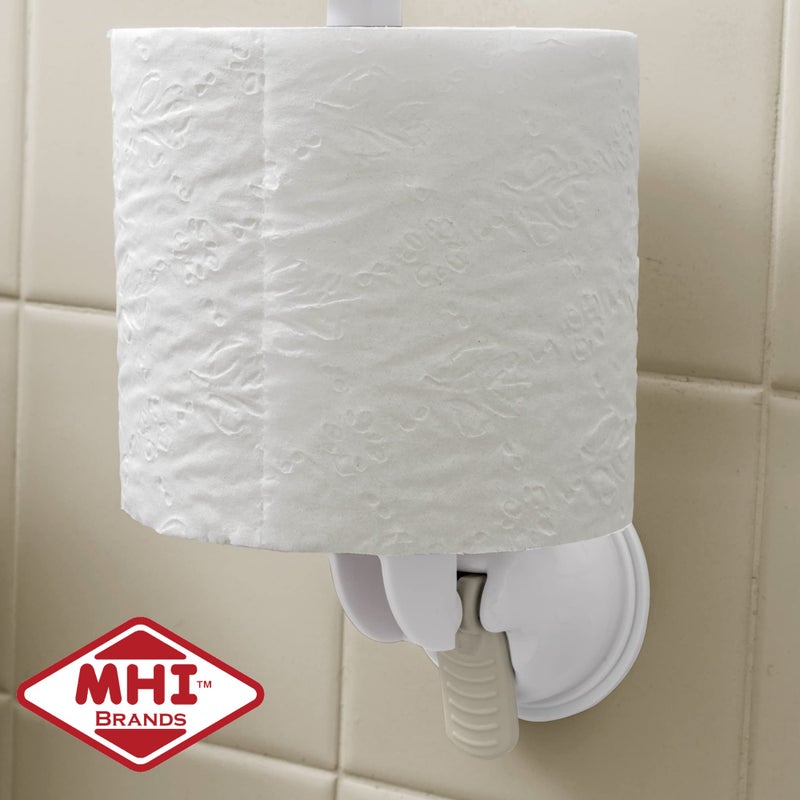 Safe-er-Grip Toilet Paper Holder; Wall Mount 2.5 Inch Suction Cup Toilet Paper Roll Holder; Modern White TP Holder - Image 3